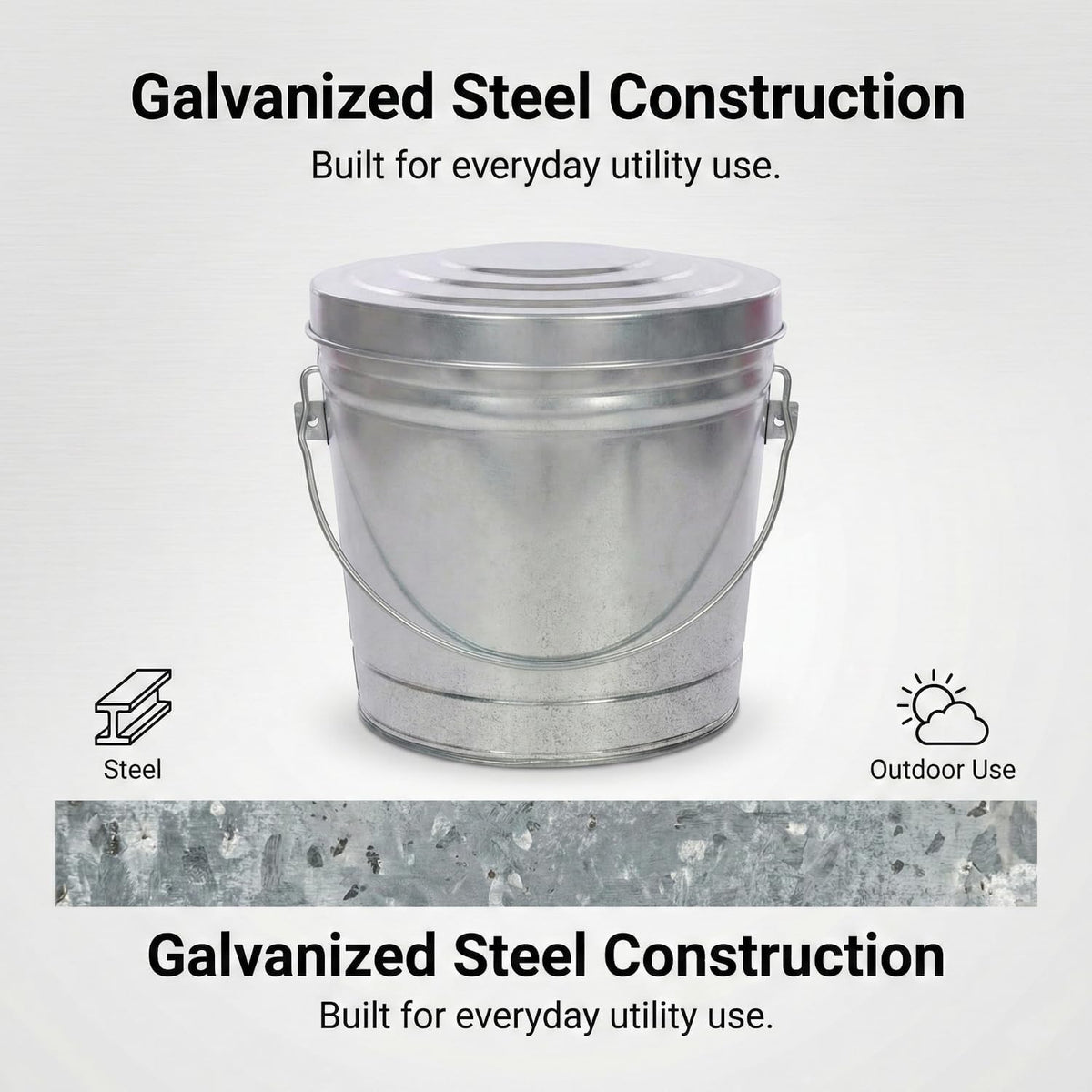 6 Gal Galvanized Steel Locking Lid Trash Can L300