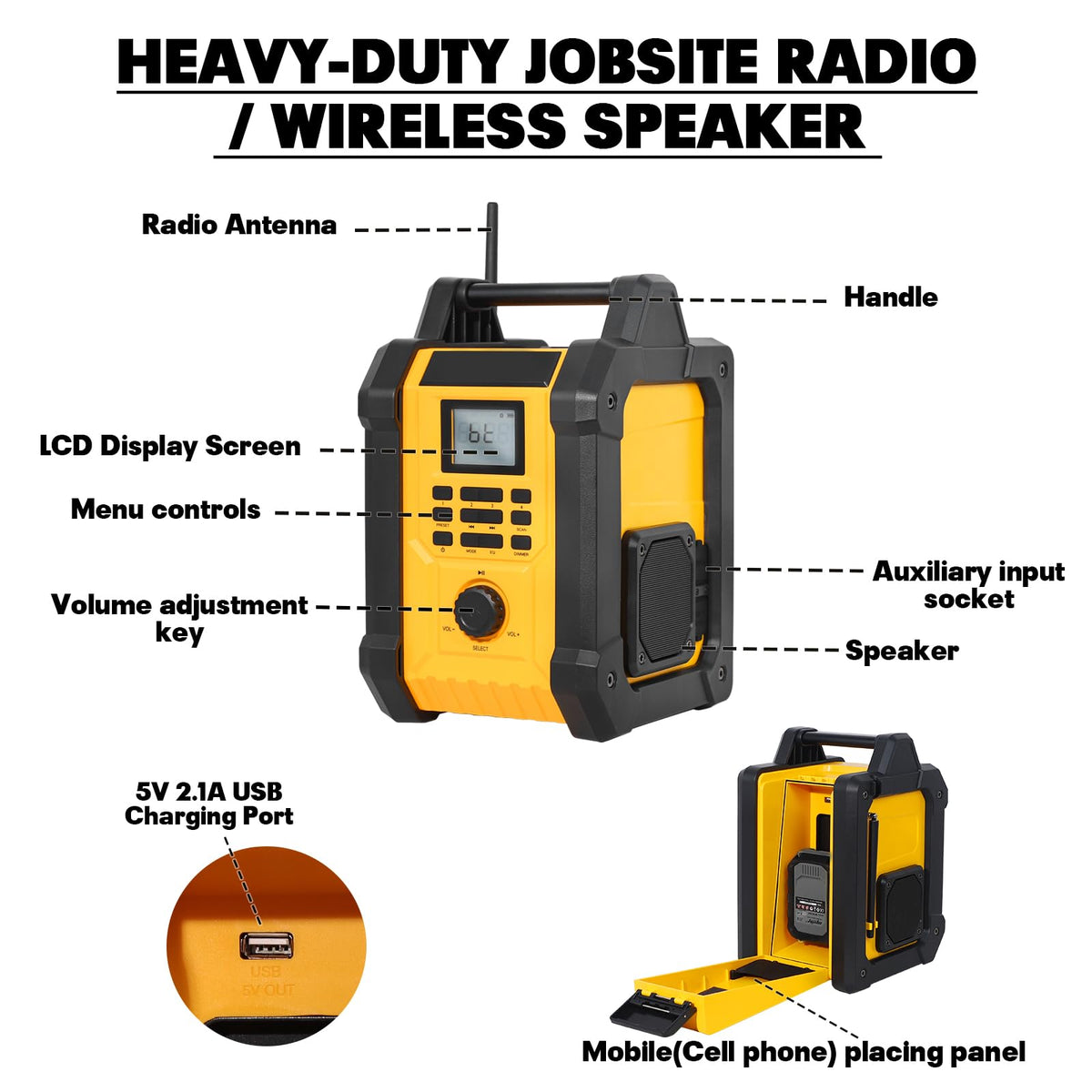 Portable Waterproof AM/FM Jobsite Radio Speaker O145533