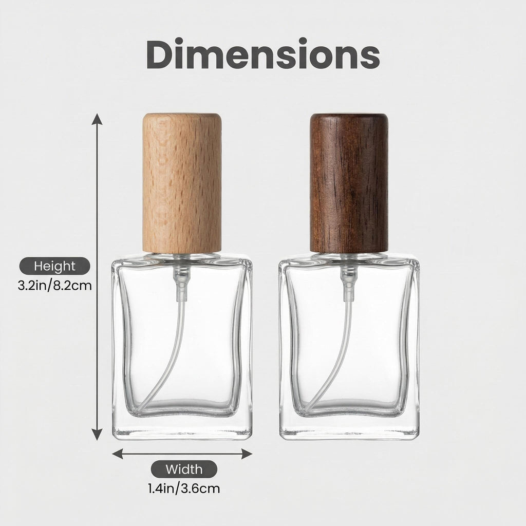 2 Pcs 15ml Clear Mini Glass Perfume Bottle with Wood Lid L164