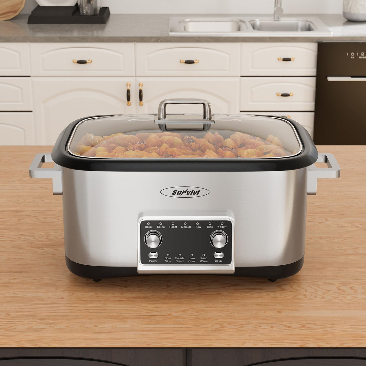 8 Quart Programmable Slow Cooker with Non-stick Pot Y4958