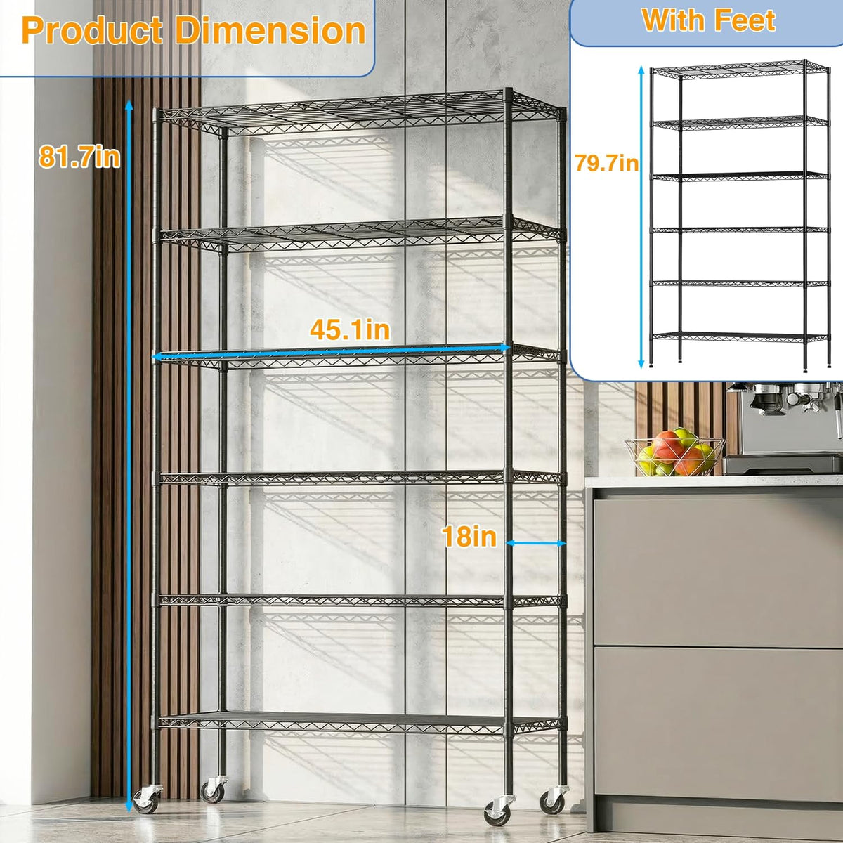 6-Tier Wire Shelf with Wheels C9514