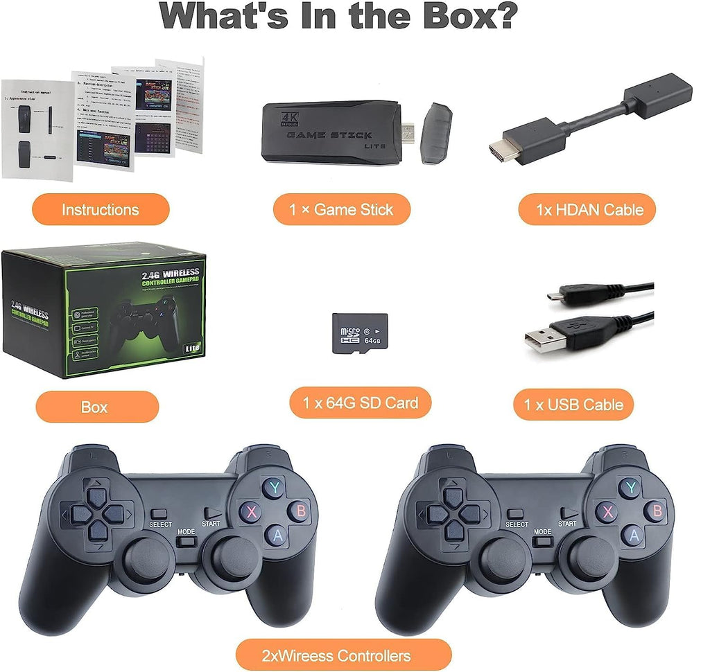 Retro Game Console Plug and Play 4K HDMI 15 Classic Emulators Dual 2.4G Wireless Controllers V315