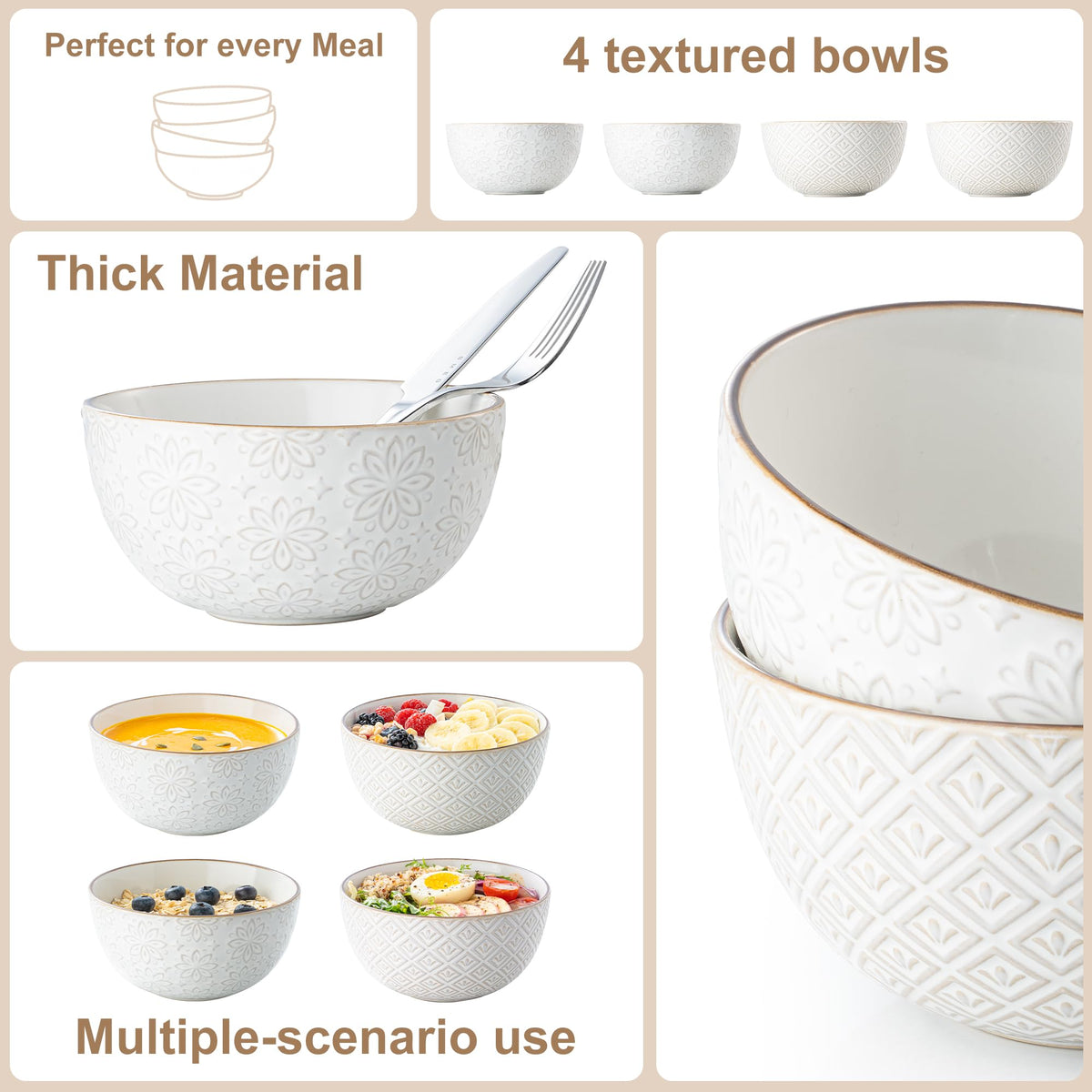 26 oz Ceramic Soup Bowls Set of 4 D5186