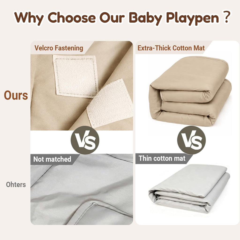 Foldable Baby Playpen with Mat, Mesh and Storage Bag F419