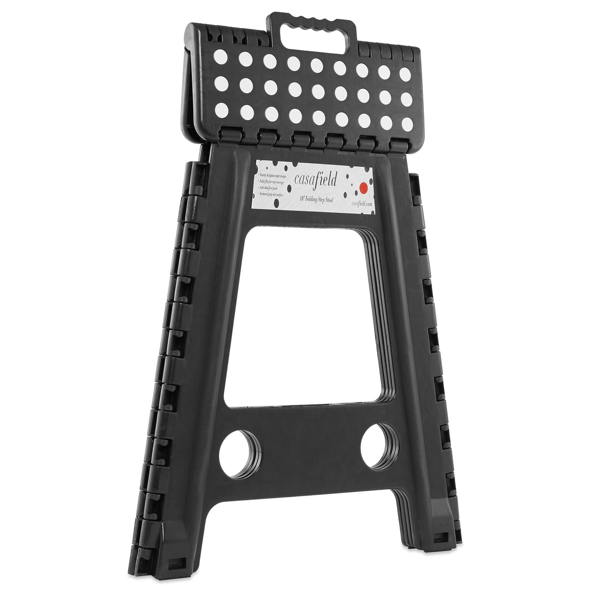 Black Set of 2 Folding Plastic Step Stool with Handle Y5250