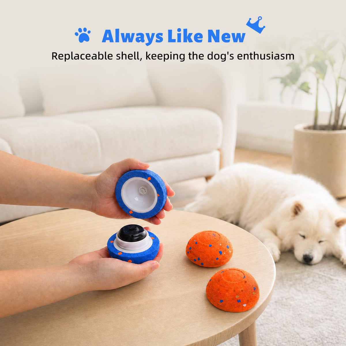Interactive Dog Toy Ball Automatic Moving Bouncing Rotating E-TPU Waterproof Blue Q3120