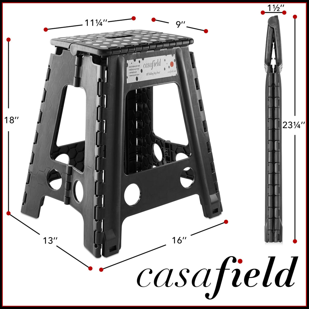 Black Set of 2 Folding Plastic Step Stool with Handle Y5250