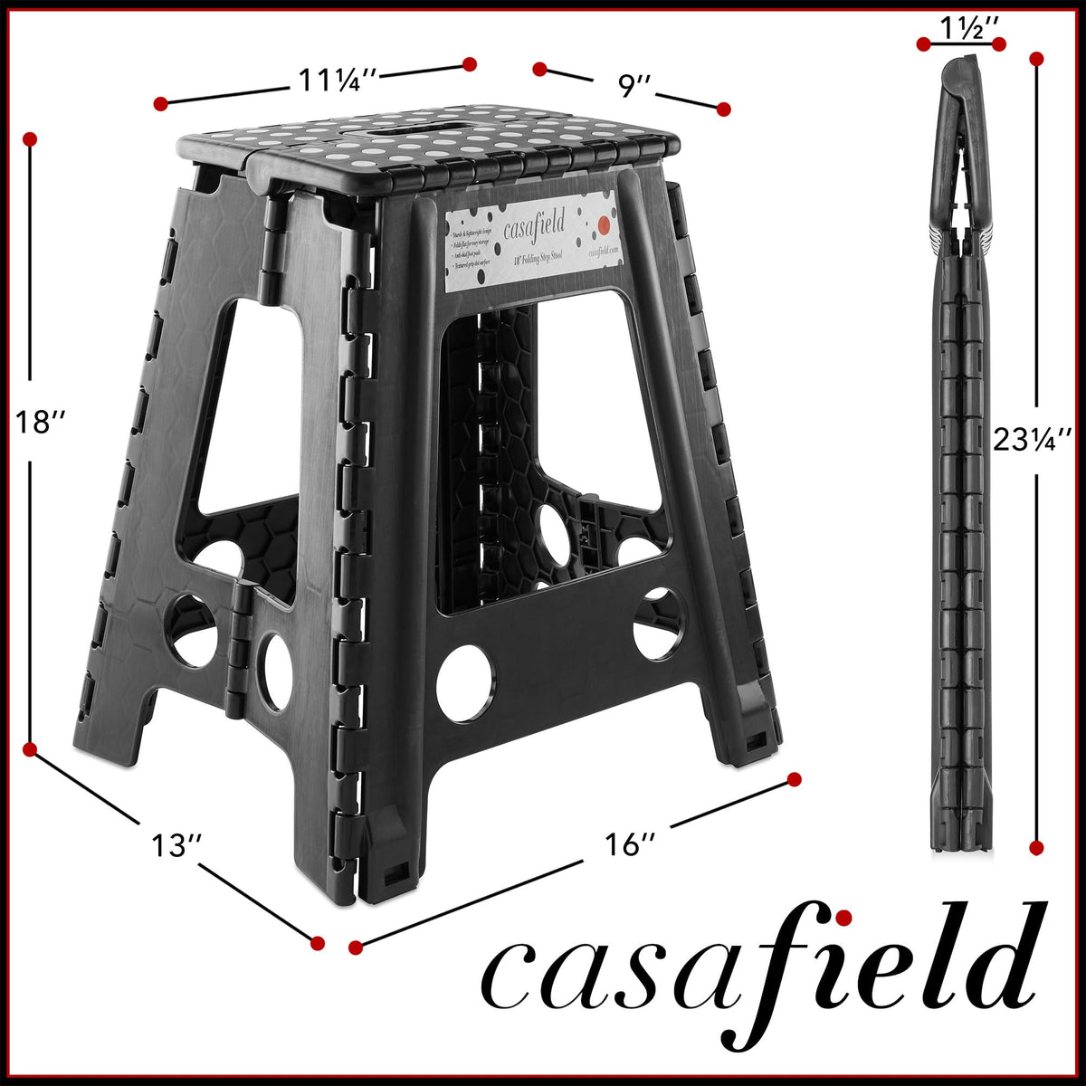 Black Set of 2 Folding Plastic Step Stool with Handle Y5250