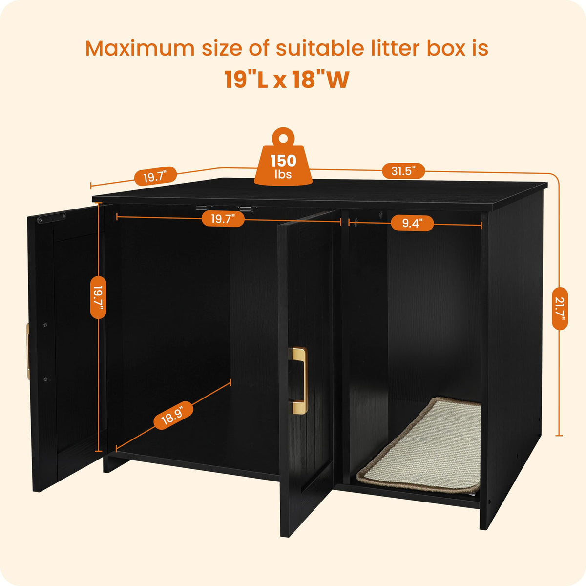 Cat Litter Box Enclosure with Scratching Mat L3275