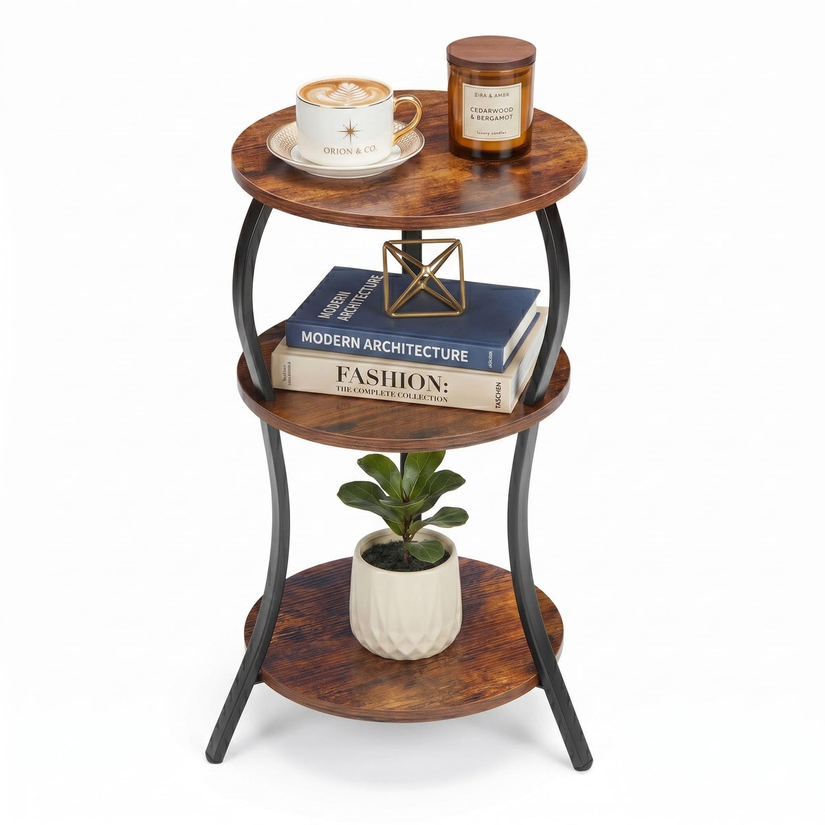 Vintage 3-Tier Round Side Table A7865