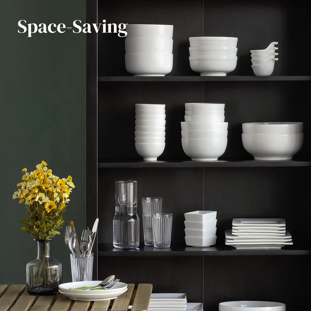 White Ceramic Bowls Set of 4 V763