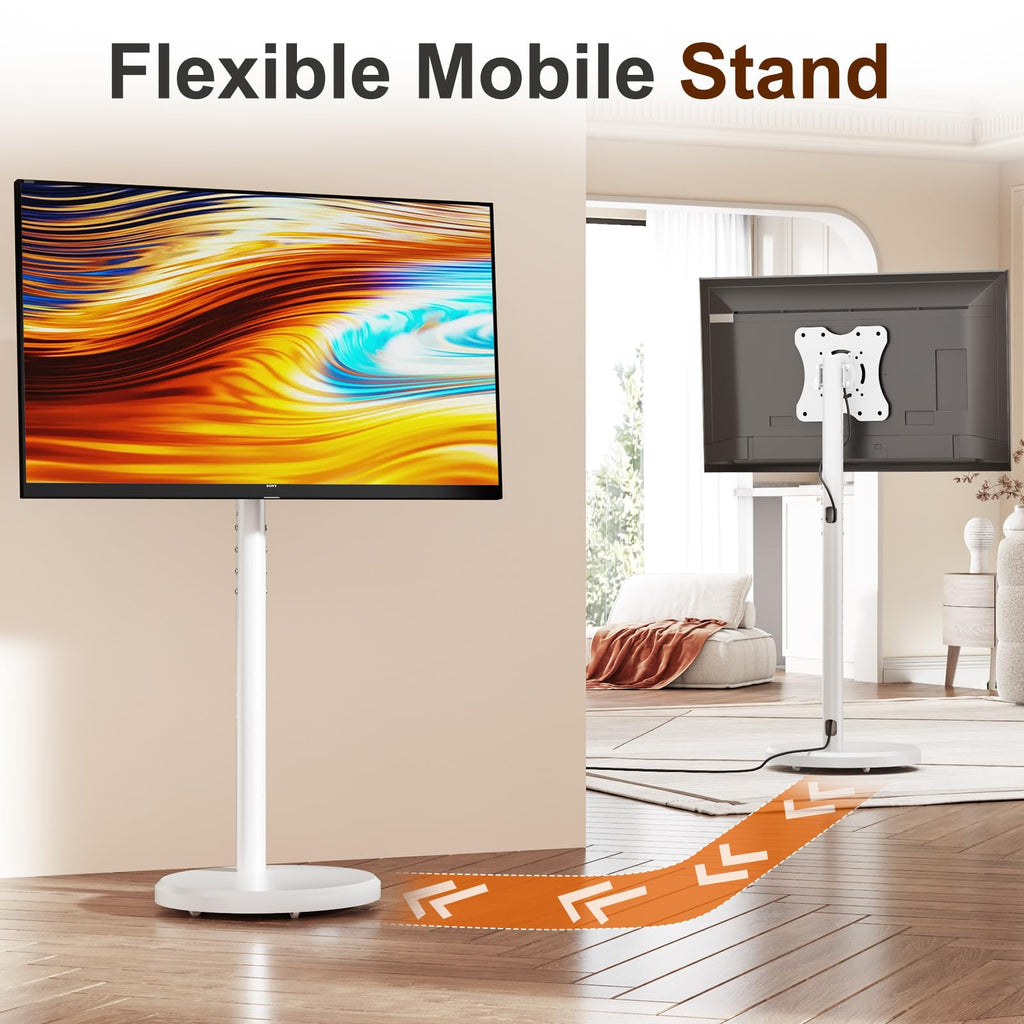 White Rolling TV Stand with Wheels K13459