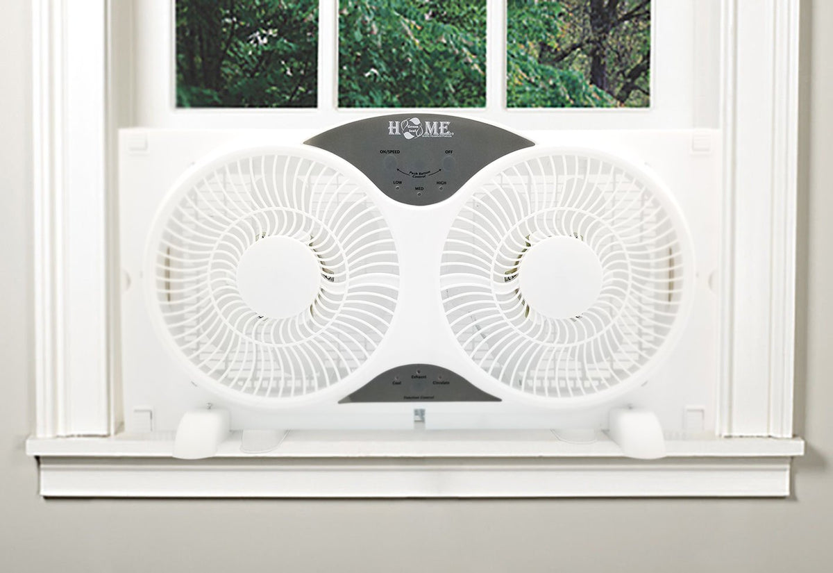 9" Twin Window Fan 3 Speed with Remote Control, White M76858