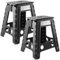 Black Set of 2 Folding Plastic Step Stool with Handle Y5250
