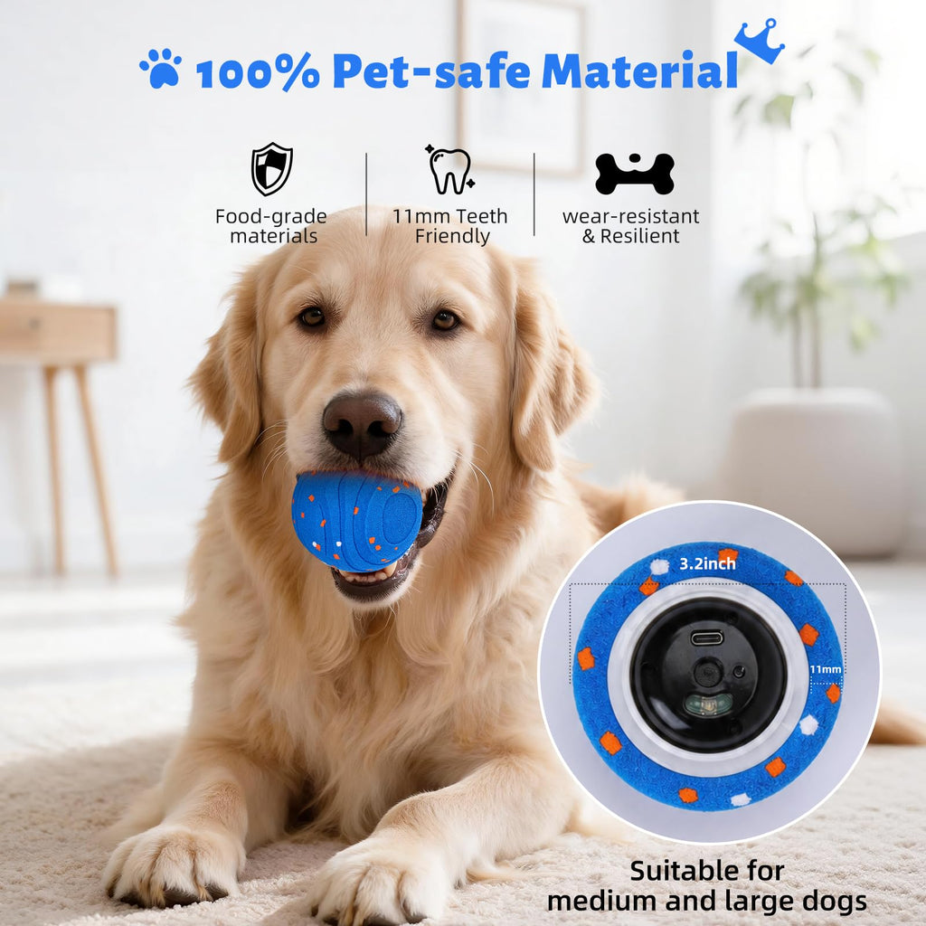 Interactive Dog Toy Ball Automatic Moving Bouncing Rotating E-TPU Waterproof Blue Q3120