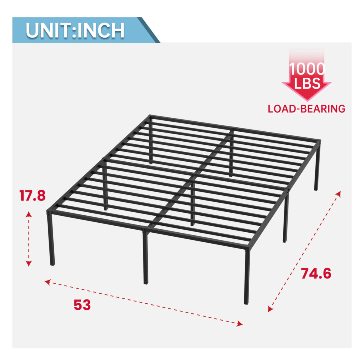 18 Inch Metal Full Bed Frame with Storage N38791