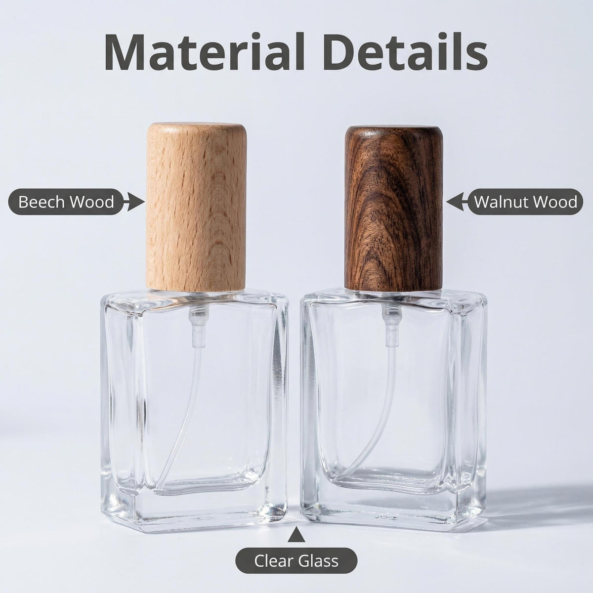2 Pcs 15ml Clear Mini Glass Perfume Bottle with Wood Lid L164