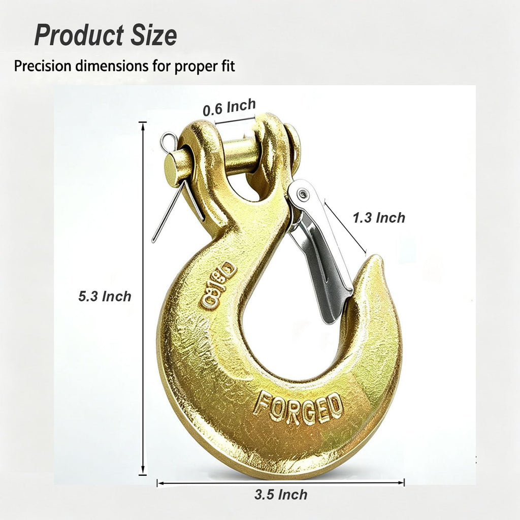 2 Pack 3/8 Inch Forged Steel Clevis Slip Hook with Safety Latch J269