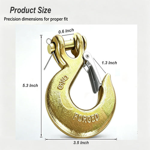2 Pack 3/8 Inch Forged Steel Clevis Slip Hook with Safety Latch J269
