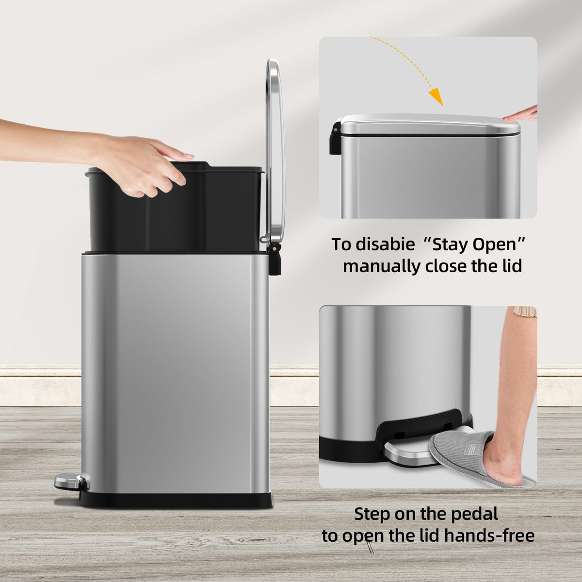 2.6 Gallon Stainless Steel Step Trash Can with Lid E4080