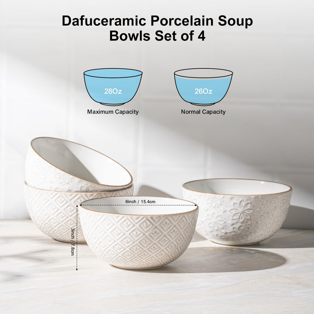 26 oz Ceramic Soup Bowls Set of 4 D5186
