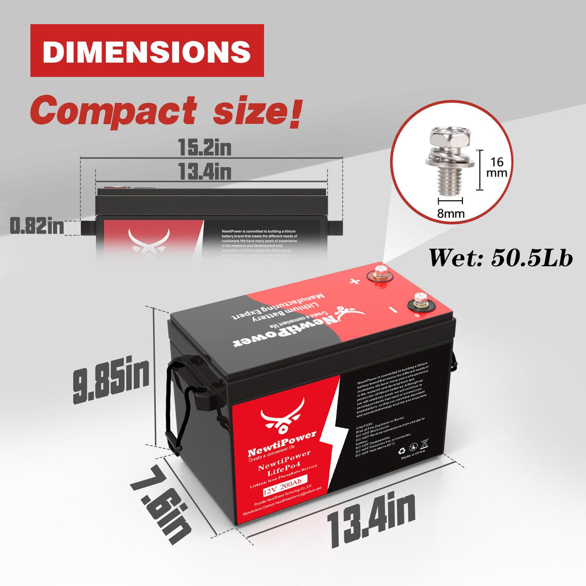 12V 200Ah LiFePO4 Lithium Battery X968