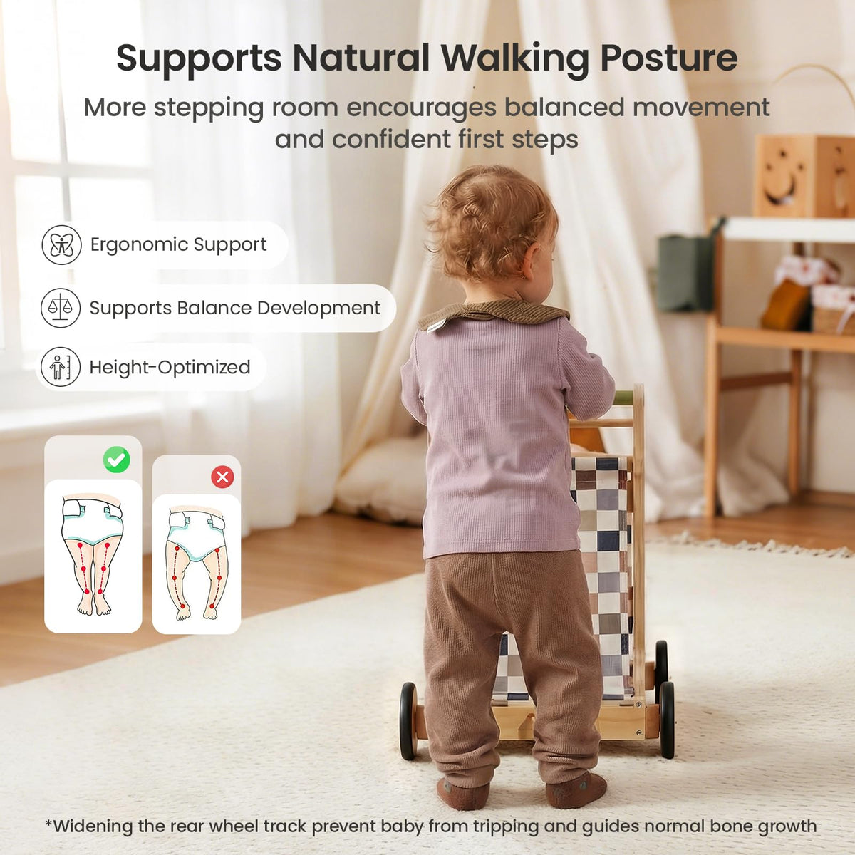 Wooden Baby Walker with Wheels N74869