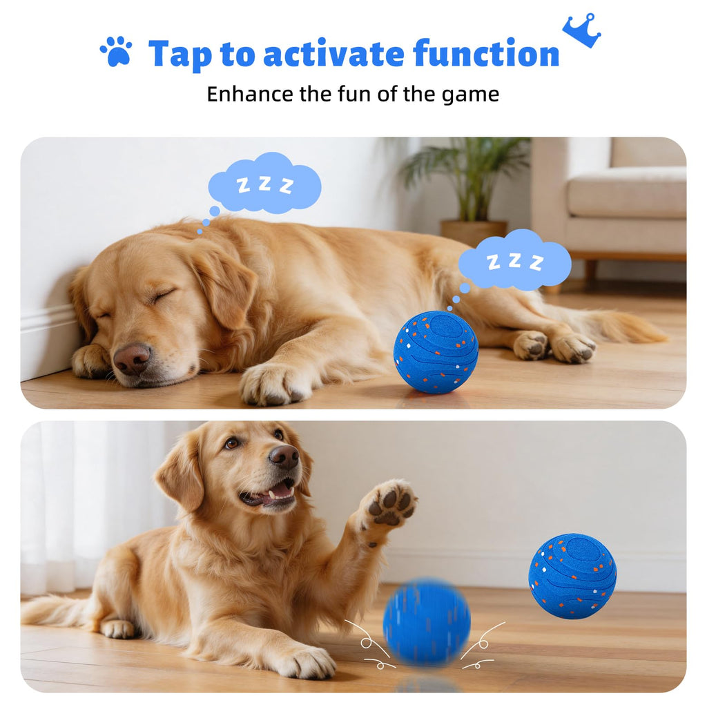 Interactive Dog Toy Ball Automatic Moving Bouncing Rotating E-TPU Waterproof Blue Q3120