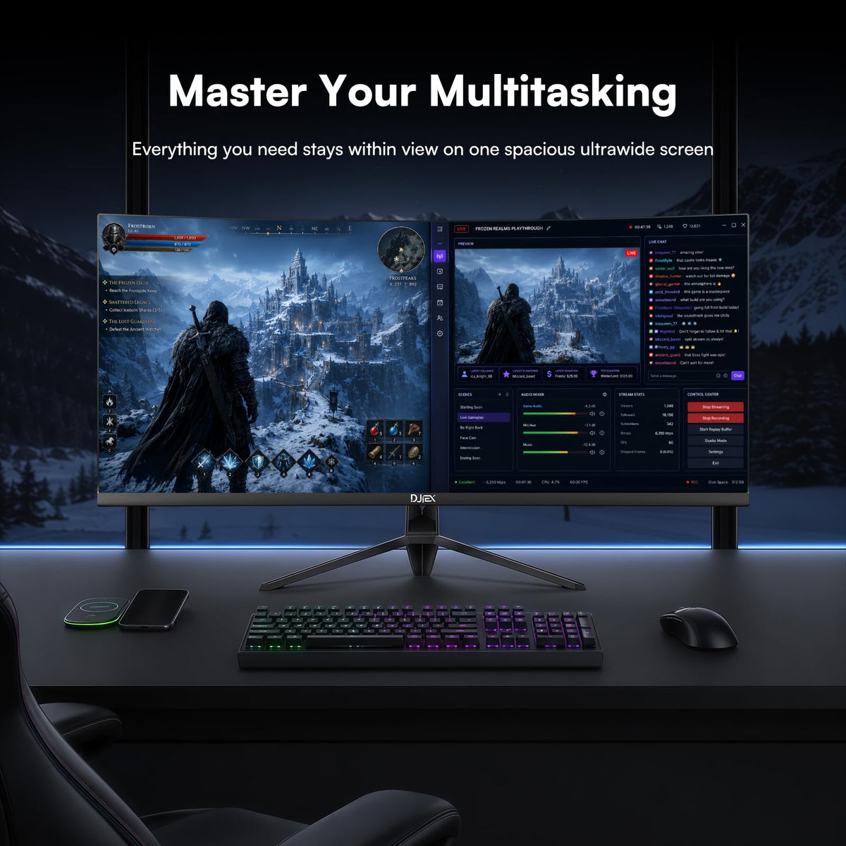 34 Inch Ultrawide Curved Gaming Monitor WQHD 165Hz 1500R Y3835