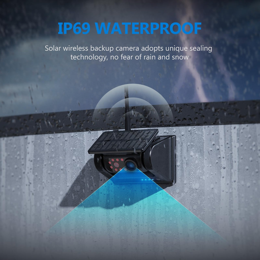 Magnetic Solar Wireless Backup Camera with 7" 1080P Monitor U353