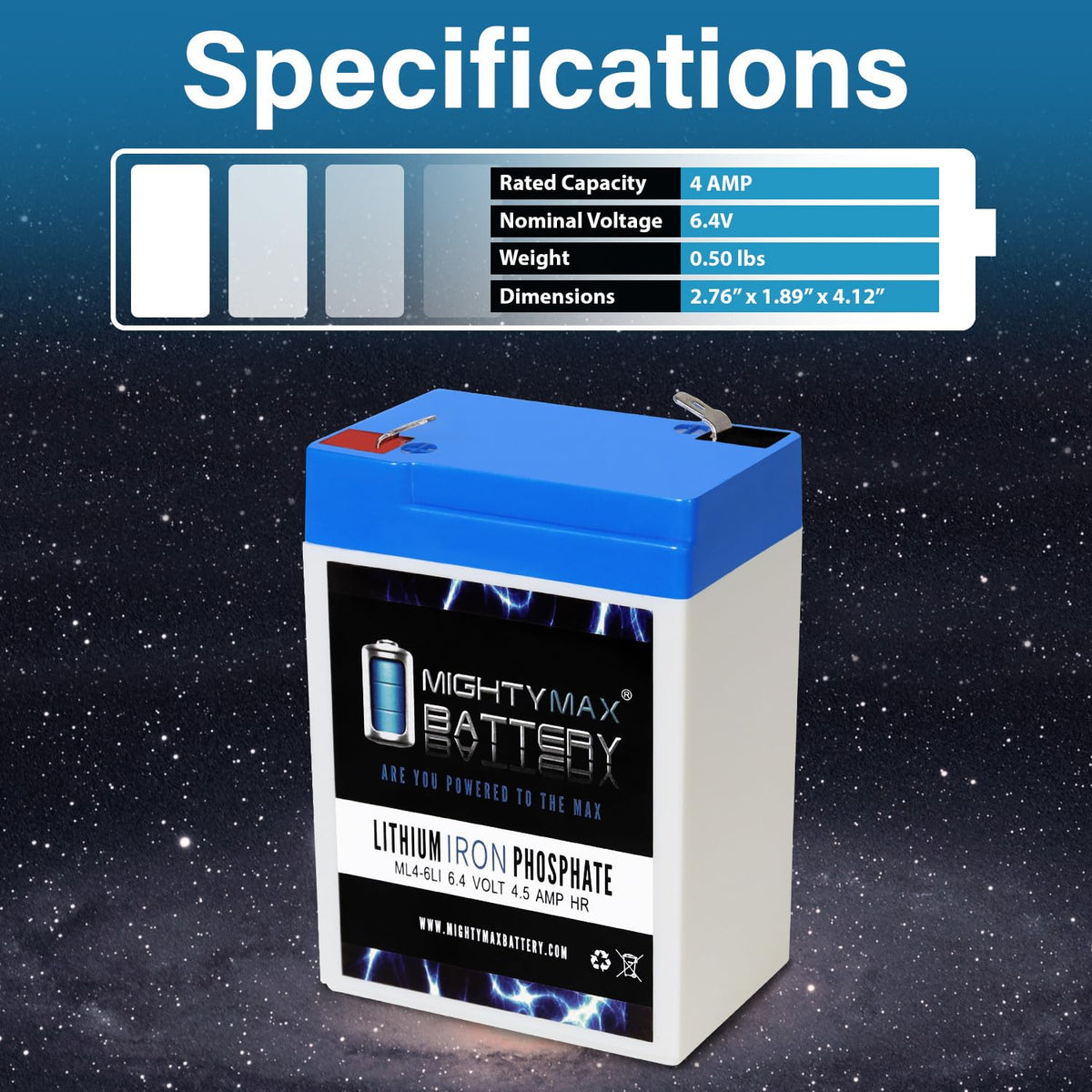 6V 4.5AH Lithium Replacement Battery V319