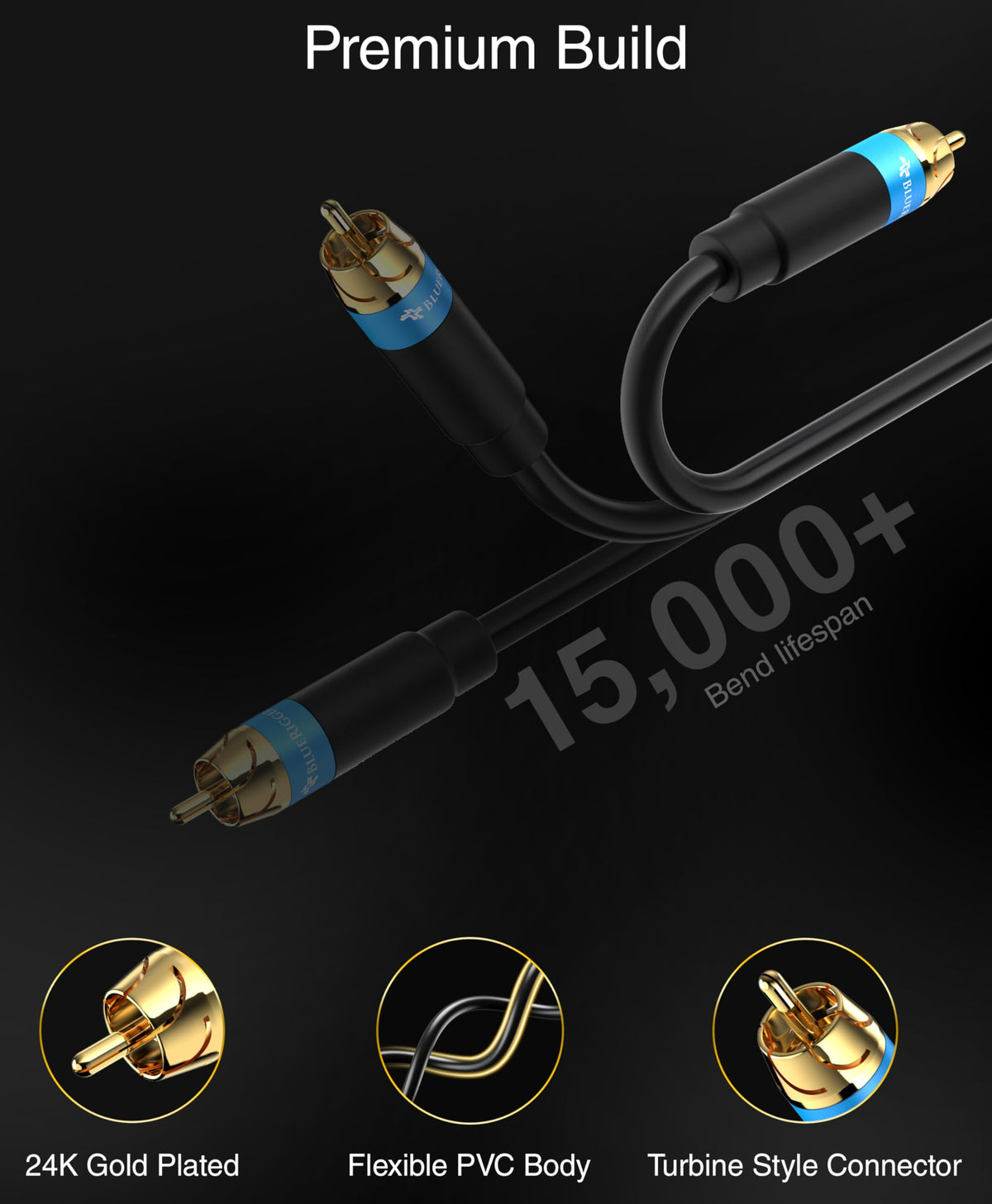 15FT Dual Shielded RCA Subwoofer Cable E77047