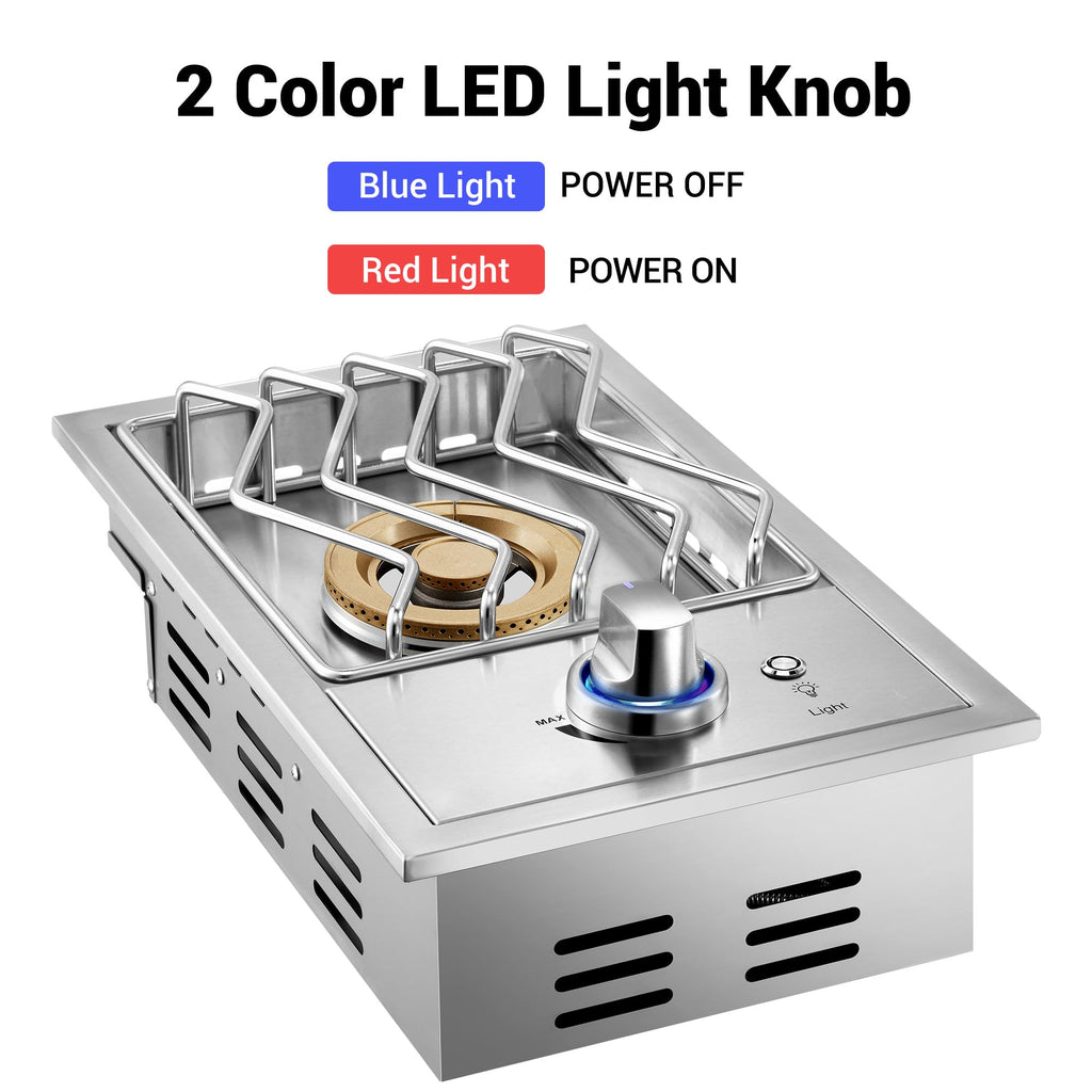 17500BTU Liquid Propane Side Burner 304 Stainless Steel U15965