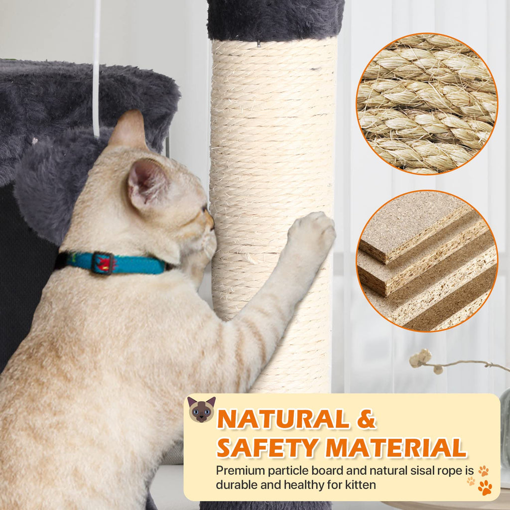 70 Inch Light Gray Cat Tree with 2 Condos, 3 Scratching Posts G30006
