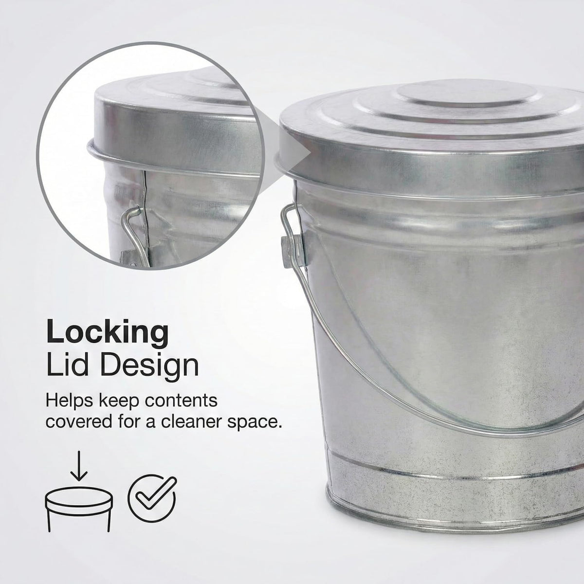 6 Gal Galvanized Steel Locking Lid Trash Can L300