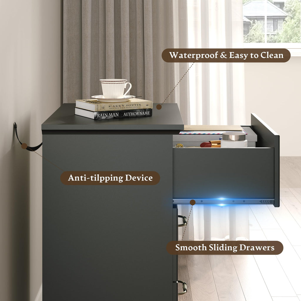 Black 3 Drawer Wood Dresser W894027