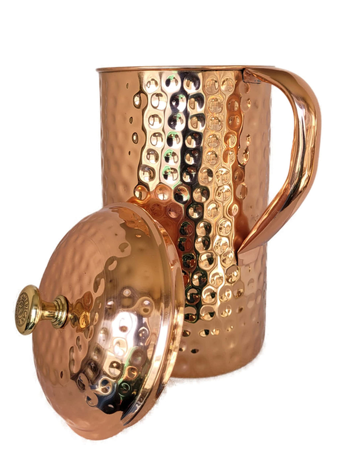Half Gallon Hammered Pure Copper Pitcher with Lid U38850