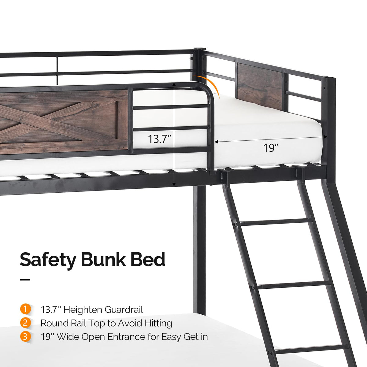 Twin Over Full Metal Bunk Bed with 2 Storage Drawers M943749