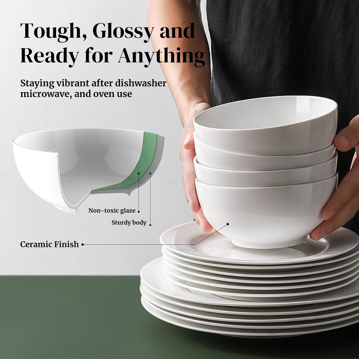 White Ceramic Bowls Set of 4 V763