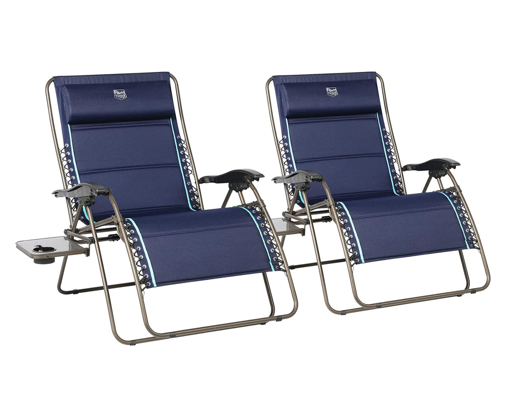 Oversized Zero Gravity Reclining Chair with Side Table, Blue 2 Pack E64889