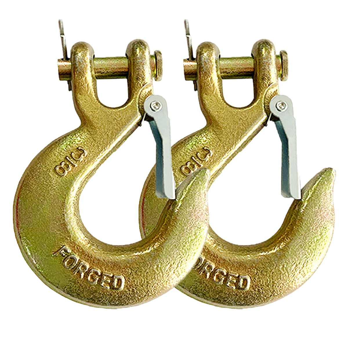 2 Pack 3/8 Inch Forged Steel Clevis Slip Hook with Safety Latch J269