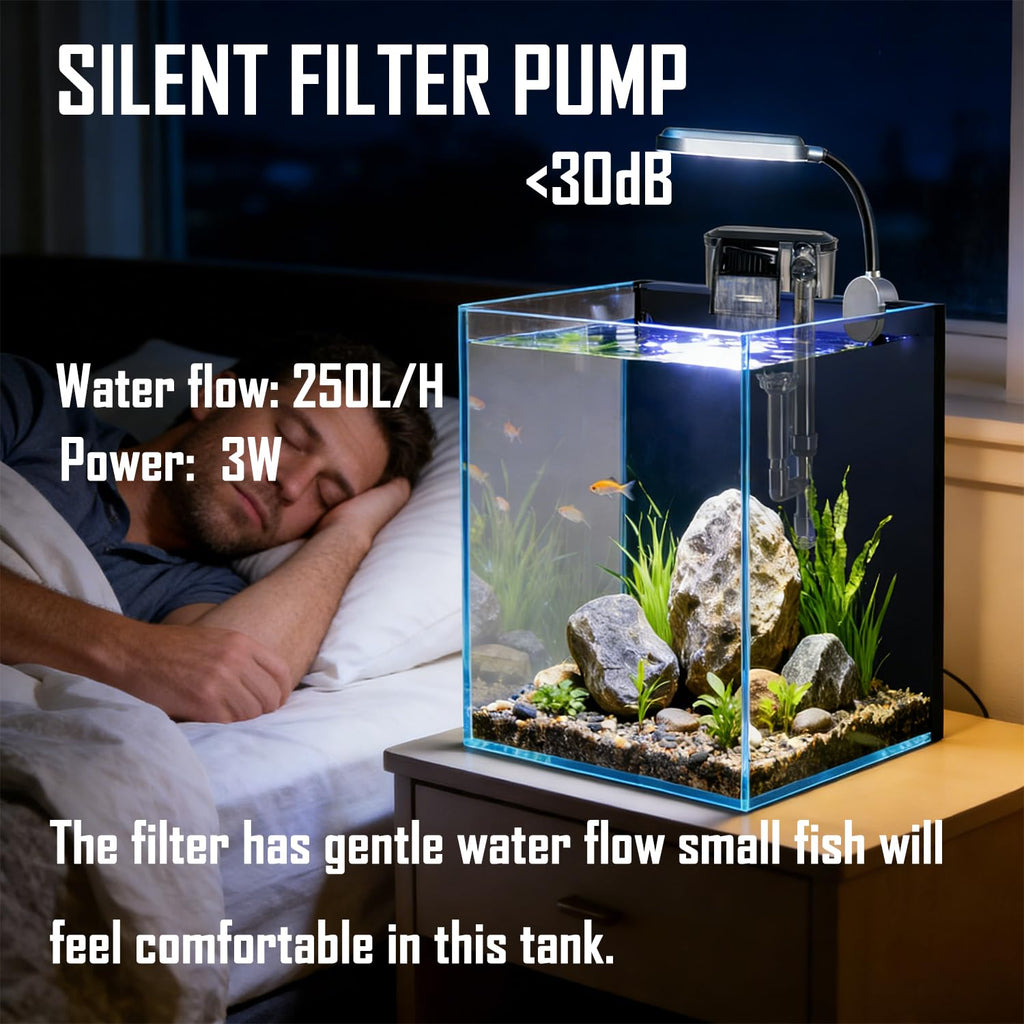 1.5 Gallon Glass Aquarium Starter Kit with Filter and LED Light C149442