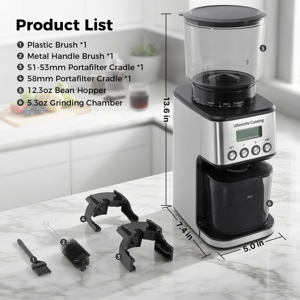 Silver Conical Burr Coffee Grinder T88724