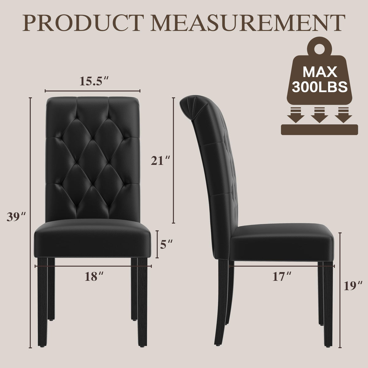Black Upholstered Dining Chairs Set of 2 O826