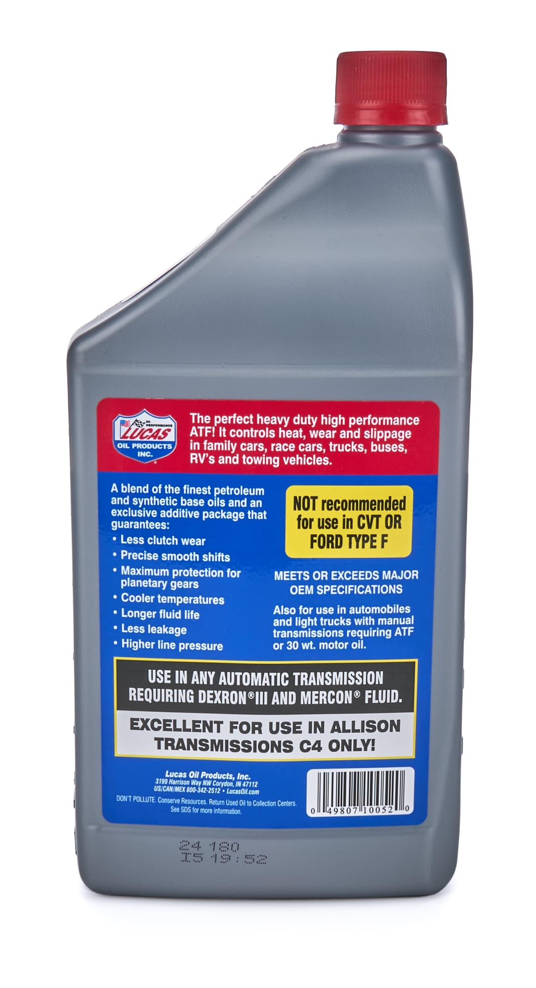 Semi-Synthetic Automatic Transmission Fluid 1 Quart Pack of 6 D258624