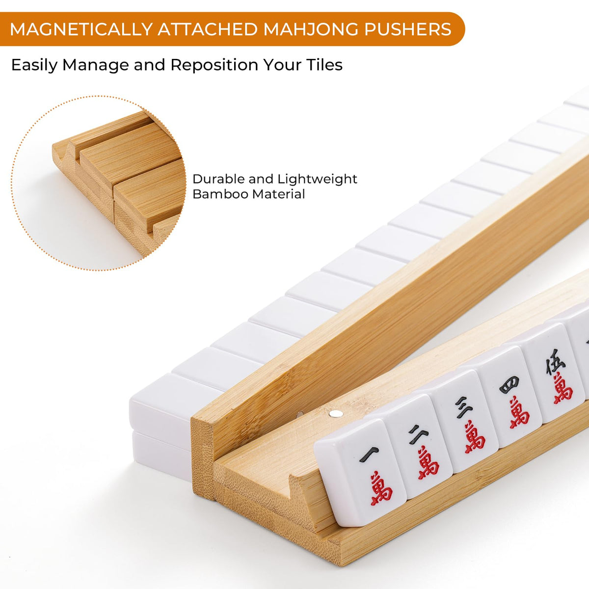 Bamboo Mahjong Racks with Magnetic Pushers G7178