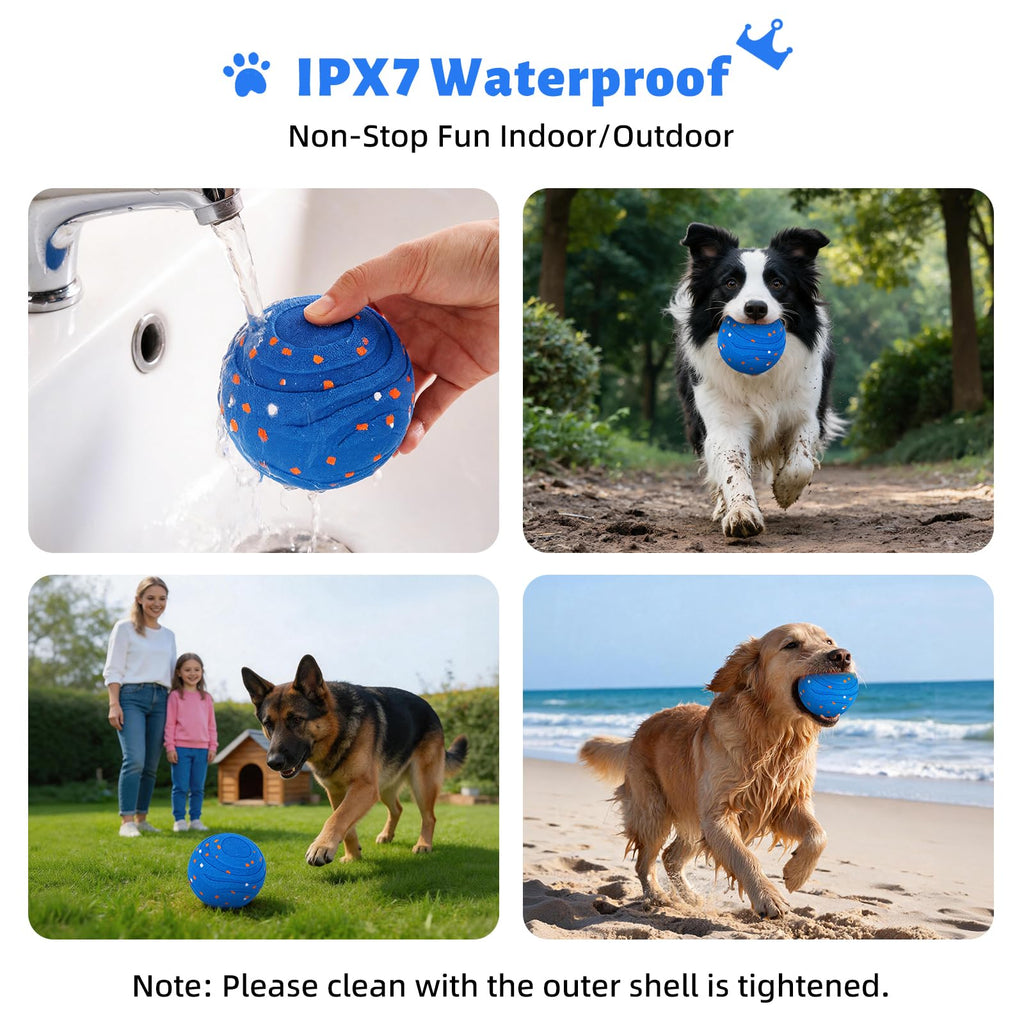 Interactive Dog Toy Ball Automatic Moving Bouncing Rotating E-TPU Waterproof Blue Q3120