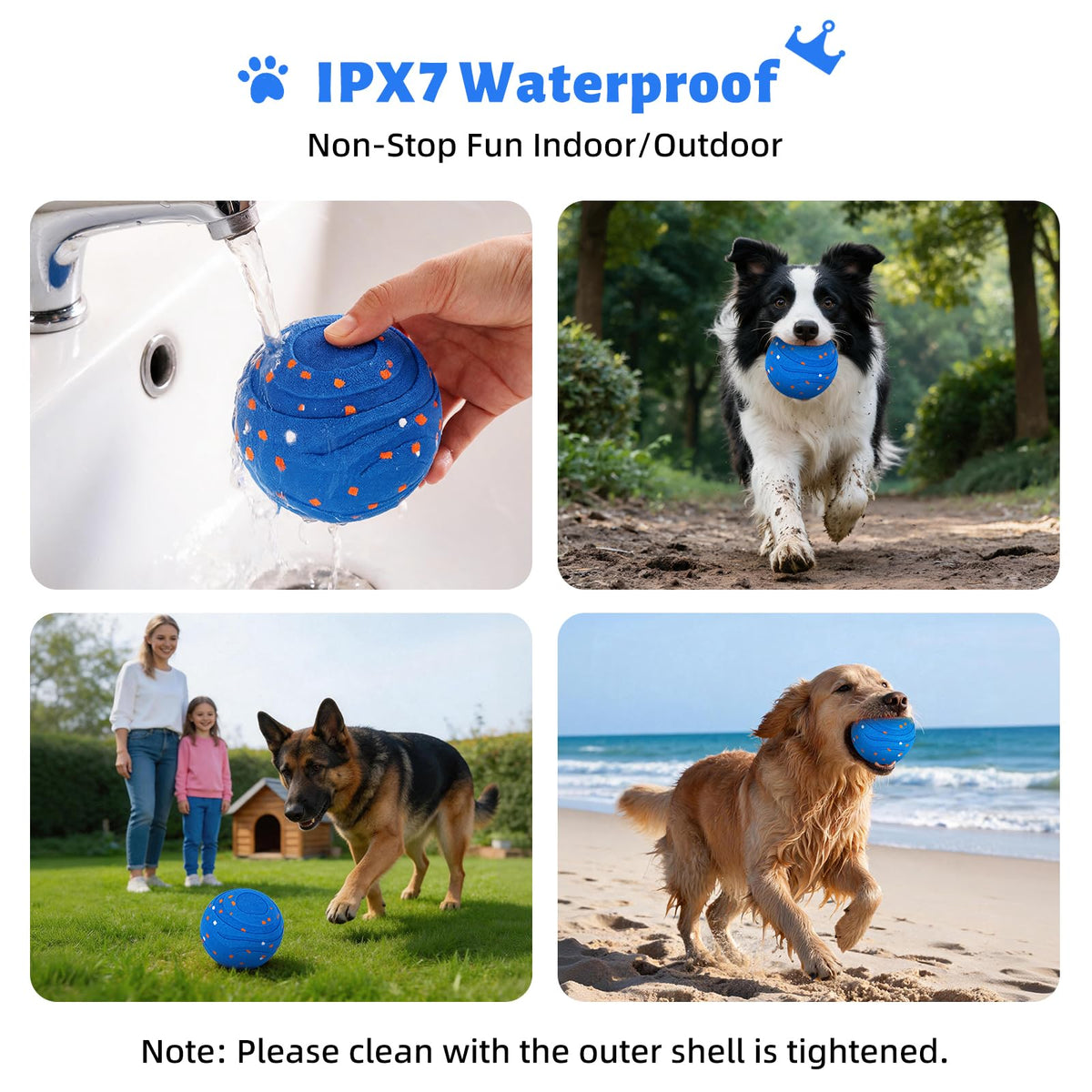 Interactive Dog Toy Ball Automatic Moving Bouncing Rotating E-TPU Waterproof Blue Q3120