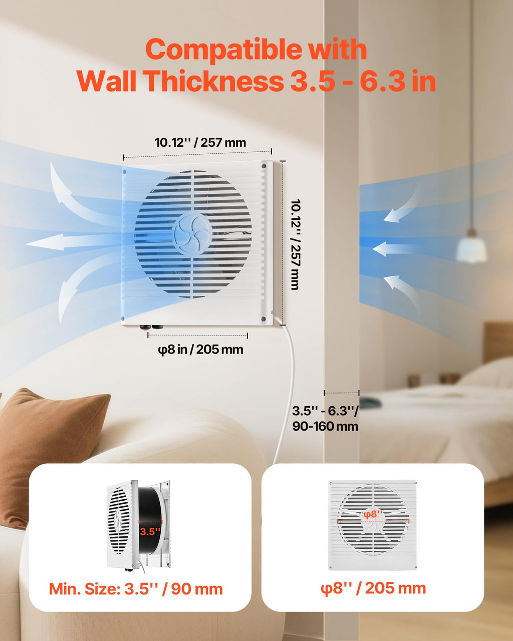 8" Two-Way Through-the-Wall Ventilation Fan Y217