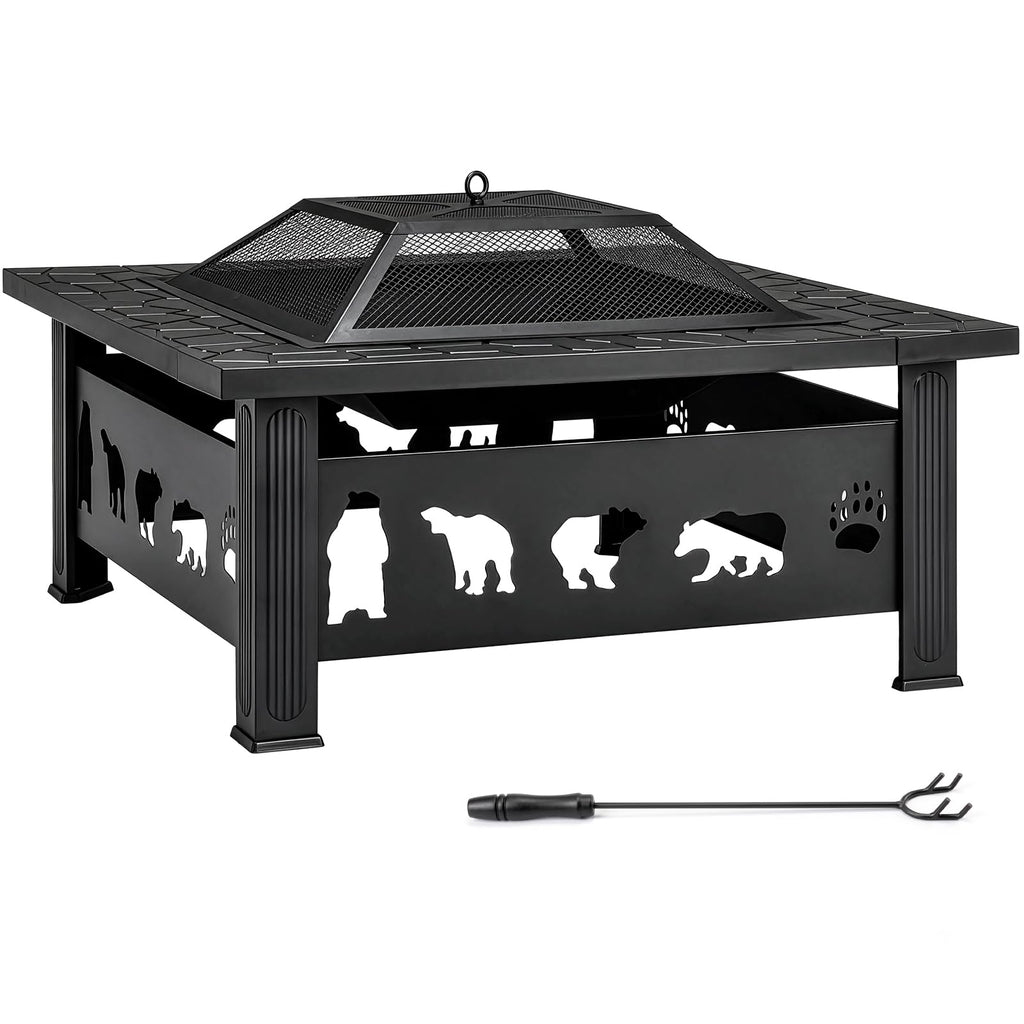 32 Inch Square Wood Burning Fire Pit Table I33024